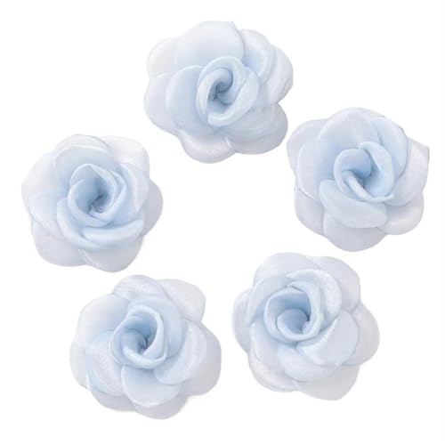 Chiffon Blumen 5Pcs Chiffon Stoff Blume for Home Zimmer Hochzeit Künstliche Blumen for Kleid Dekorationen(Blue,5Pcs) von Ayztantine
