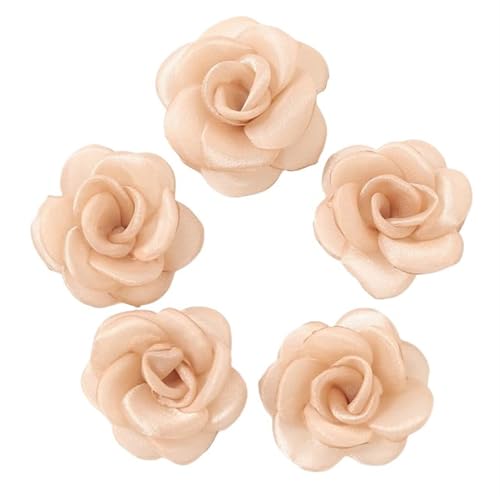 Chiffon Blumen 5Pcs Chiffon Stoff Blume for Home Zimmer Hochzeit Künstliche Blumen for Kleid Dekorationen(Champagne,5Pcs) von Ayztantine