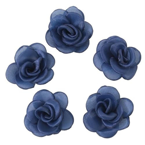 Chiffon Blumen 5Pcs Chiffon Stoff Blume for Home Zimmer Hochzeit Künstliche Blumen for Kleid Dekorationen(Deep blue,10Pcs) von Ayztantine
