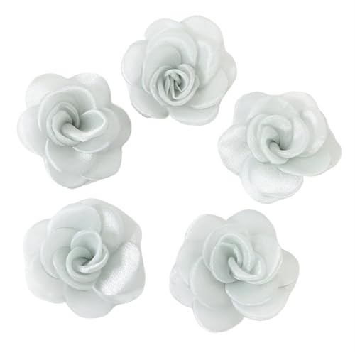 Chiffon Blumen 5Pcs Chiffon Stoff Blume for Home Zimmer Hochzeit Künstliche Blumen for Kleid Dekorationen(Light Green,5Pcs) von Ayztantine