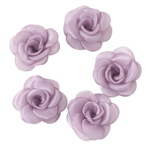 Chiffon Blumen 5Pcs Chiffon Stoff Blume for Home Zimmer Hochzeit Künstliche Blumen for Kleid Dekorationen(Purple,2Pcs) von Ayztantine