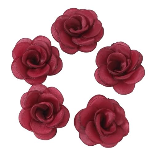Chiffon Blumen 5Pcs Chiffon Stoff Blume for Home Zimmer Hochzeit Künstliche Blumen for Kleid Dekorationen(Red,10Pcs) von Ayztantine