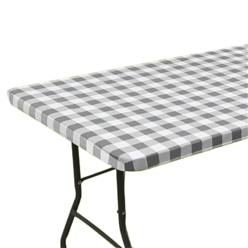 TischtüCher Outdoor Rechteckige Tischdecke, elastische, wasserdichte Tischdecken, angepasste Vinyl-Tischdecke for Zuhause, Party, Camping, Tischdecke im Freien(Grey White,(76-183cm)Rectangle) von Ayztantine