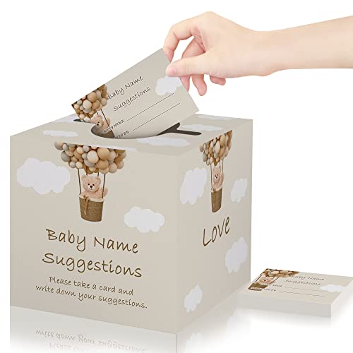 Azbuk Baby-Name-Vorschlag-Karten mit Box, Bär Ballon Thema, Babyparty, Baby Shower Spiele, 1 Box & 50 Karten Azbuk Baby-Name-Vorschlag-Karten mit Box, Bär Ballon Thema, Babyparty, Baby Shower Spiele, 1 Box & 50 Karten von Azbuk