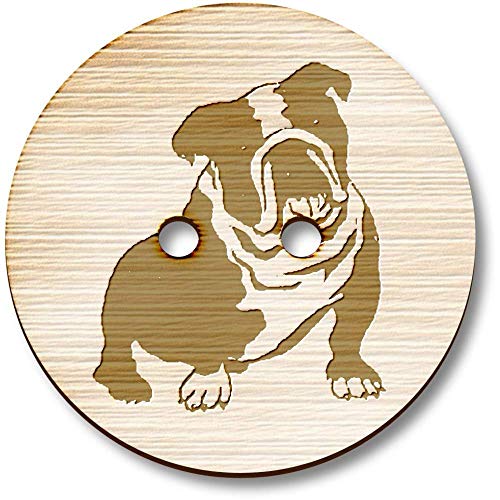 8 x 23mm 'Bulldogge Welpen' Runde Holz Knopfe (BT00102581) von Azeeda