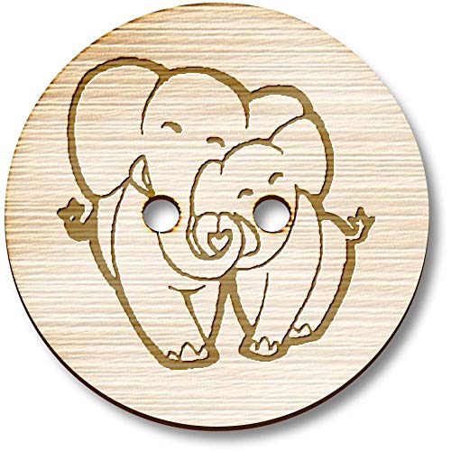 8 x 23mm 'Elefanten' Runde Holz Knopfe (BT00090951) von Azeeda