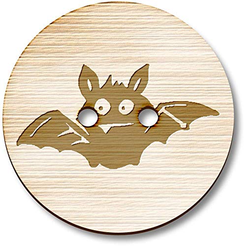 8 x 23mm 'Fledermaus' Runde Holz Knopfe (BT00076486) von Azeeda