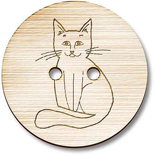8 x 23mm 'Katze' Runde Holz Knopfe (BT00084816) von Azeeda