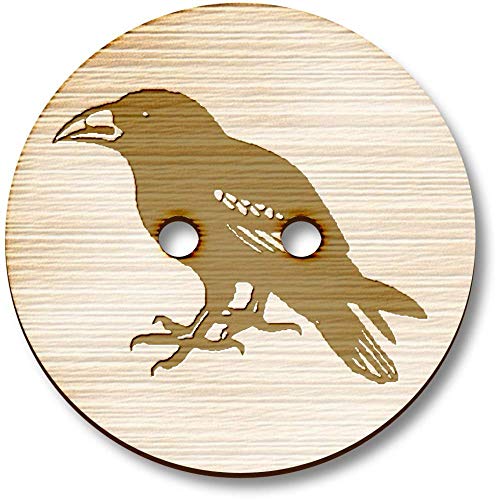 8 x 23mm 'Krähe' Runde Holz Knopfe (BT00088996) von Azeeda