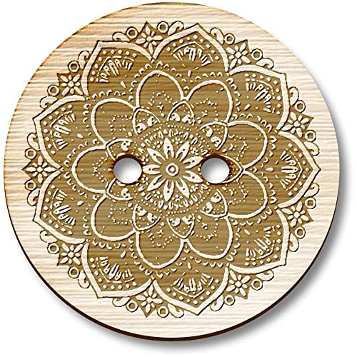 8 x 23mm 'Mandala' Runde Holz Knopfe (BT00109955) von Azeeda