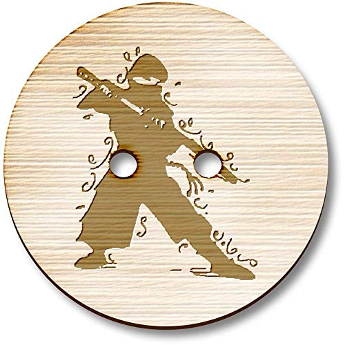 8 x 23mm 'Ninja Enthüllendes Katana' Runde Holz Knopfe (BT00107365) von Azeeda