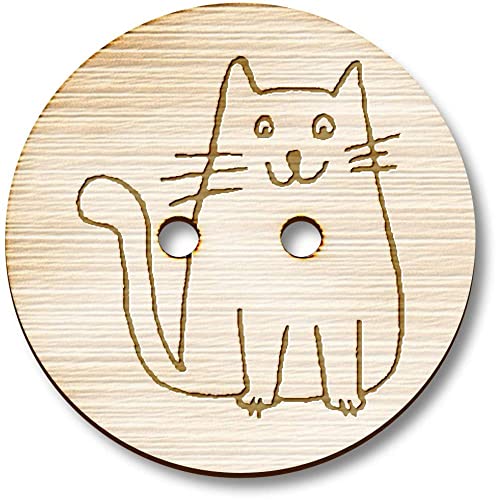 8 x 23mm 'Sitzende Katze' Runde Holz Knopfe (BT00111135) von Azeeda