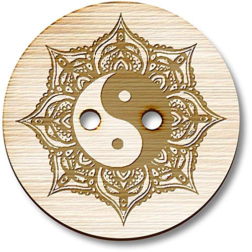 8 x 23mm 'Yin Yang Mandala' Runde Holz Knopfe (BT00097596) von Azeeda
