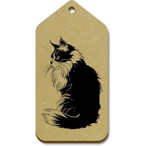 Azeeda 10 x Groß 'Maine Coon Katze' Hölzerne Tags (TG00127001) von Azeeda