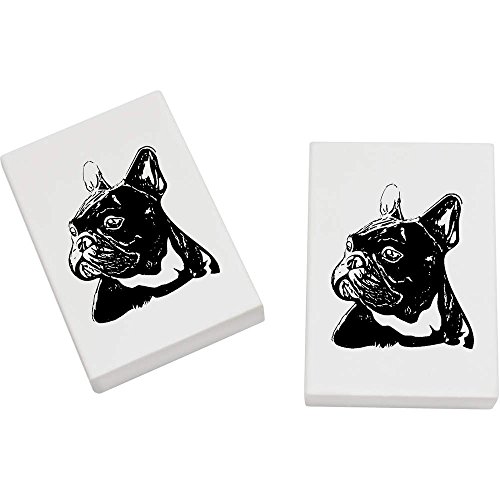 Azeeda 2 x 45mm 'Französisch Bulldogge Kopf' Radiergummis (ER00011183) von Azeeda