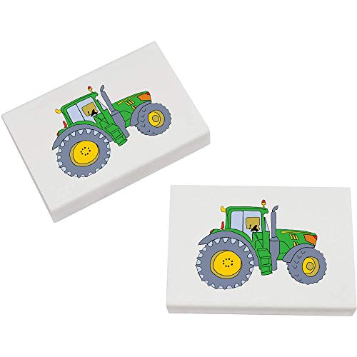 Azeeda 2 x 45mm 'Grüner Traktor' Radiergummis (ER00023214) von Azeeda