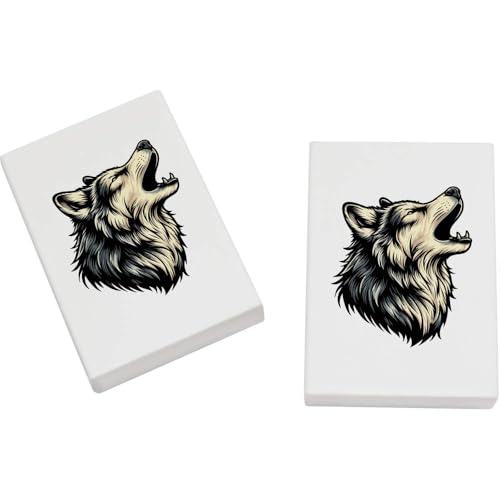 Azeeda 2 x 45mm 'Heulender Wolf, Porträt' Radiergummis (ER00044353) von Azeeda