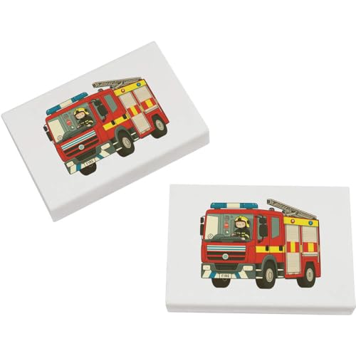 Azeeda 2 x 45mm 'Niedliches Feuerwehrauto' Radiergummis (ER00046075) von Azeeda
