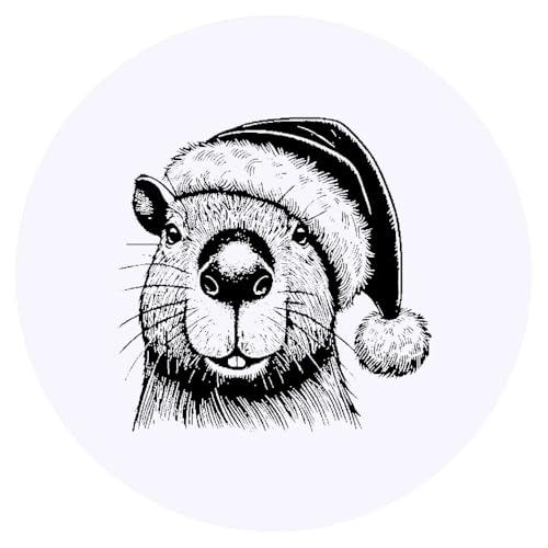 Azeeda 24 x 'Capybara mit Weihnachtsmütze' Aufkleber - für Basteln, Scrapbooking und Etikettierung (SK00069408) von Azeeda