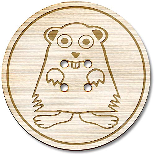 Azeeda 3 x 38mm 'Biber' Groß Runde Holz Knopfe (BT00001350) von Azeeda