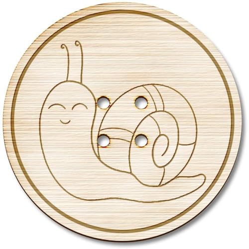 Azeeda 3 x 38mm 'Lächelnde Schnecke' Groß Runde Holz Knopfe (BT00120737) von Azeeda