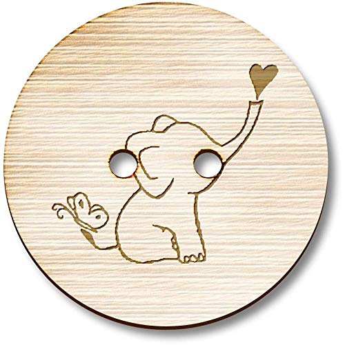 Azeeda 8 x 23mm 'Baby Elefant' Runde Holz Knopfe (BT00078796) von Azeeda