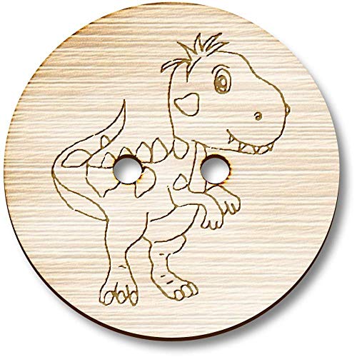 Azeeda 8 x 23mm 'Dinosaurier' Runde Holz Knopfe (BT00092696) von Azeeda