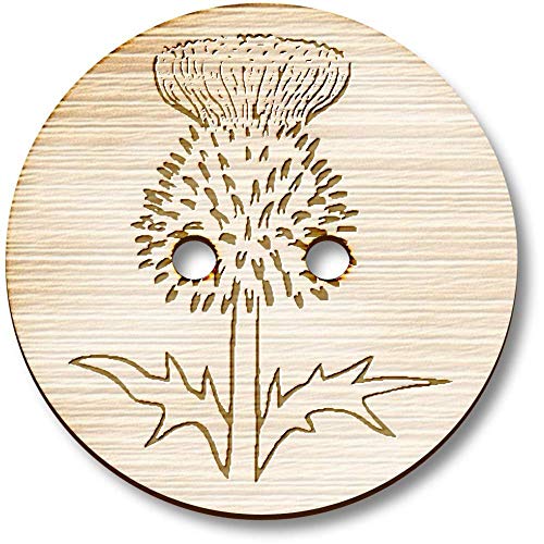 Azeeda 8 x 23mm 'Distel' Runde Holz Knopfe (BT00094676) von Azeeda
