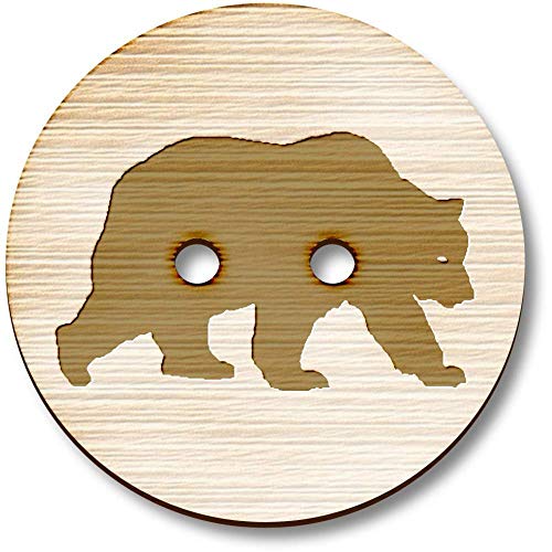 Azeeda 8 x 23mm 'Grizzlybär' Runde Holz Knopfe (BT00102843) von Azeeda