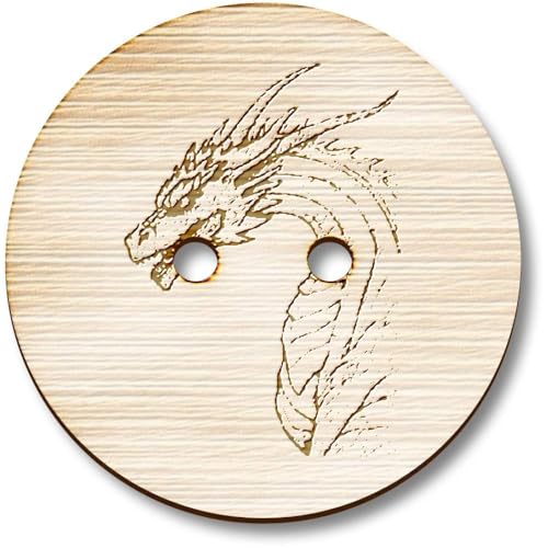 Azeeda 8 x 23mm 'Höhlenbewachender Drache' Runde Holz Knopfe (BT00124916) von Azeeda