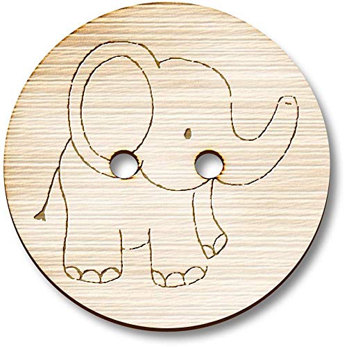 Azeeda 8 x 23mm 'Netter Elefant' Runde Holz Knopfe (BT00077691) von Azeeda