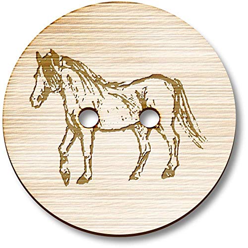 Azeeda 8 x 23mm 'Pferd' Runde Holz Knopfe (BT00102835) von Azeeda