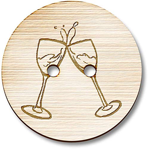 Azeeda 8 x 23mm 'Weingläser' Runde Holz Knopfe (BT00014098) von Azeeda
