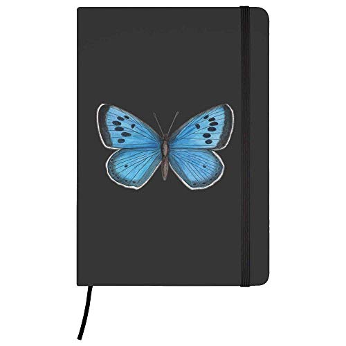 Azeeda A5 'Blauer Schmetterling' Schwarzes Liniertes Notizbuch Gebundenem Buch (NB00028064) von Azeeda