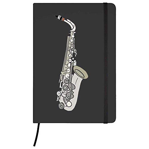 Azeeda A5 'Saxophon' Schwarzes Liniertes Notizbuch Gebundenem Buch (NB00028225) von Azeeda
