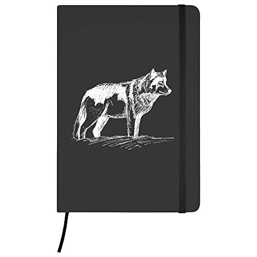 Azeeda A5 'Wolf' Schwarzes Liniertes Notizbuch Gebundenem Buch (NB00023839) von Azeeda