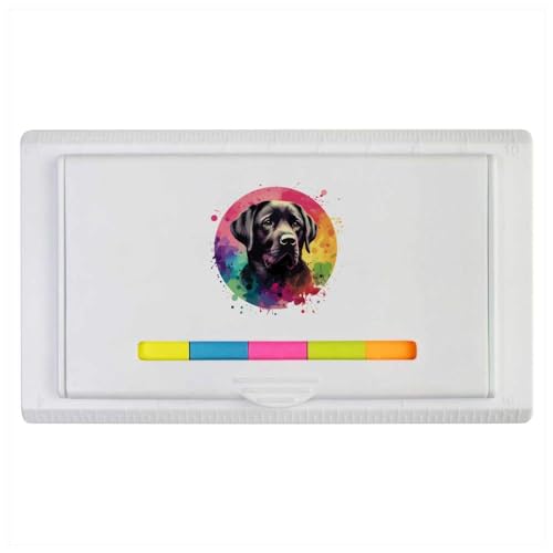 Azeeda 'Farbenfrohes schwarzes Labrador-Hundeporträt' Haftnotizblock/Lineal (ST00032920) von Azeeda