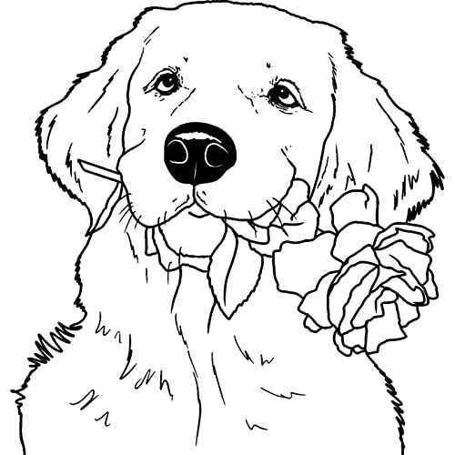 Azeeda 'Golden Retriever & Rose' Unmontierter Gummistempel - für Basteln, Scrapbooking und Kartengestaltung - Größe A7 (RS00042060) von Azeeda
