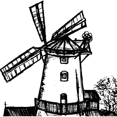 Azeeda 'Windmühlen-Szene' Unmontierter Gummistempel - für Basteln, Scrapbooking und Kartengestaltung - Größe A7 (RS00009268) von Azeeda