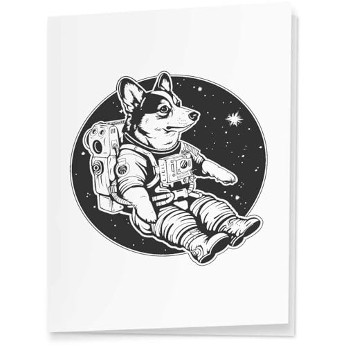 GI00090939 Geschenkanhänger, Motiv: Astronaut Corgi im Weltraum, 4 Stück von Azeeda