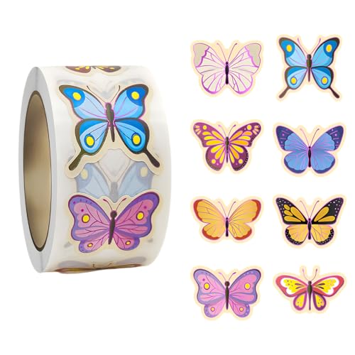 250 Stück Schmetterlings Folienprägung Sticker Insekten für Kinder - Niedliche Aufkleber Kinder Motivations-Sticker für Mädchen, Bunte Falter Aufkleber für DIY Basteln,Scrapbooking(Farbe F) von Azheeuiy