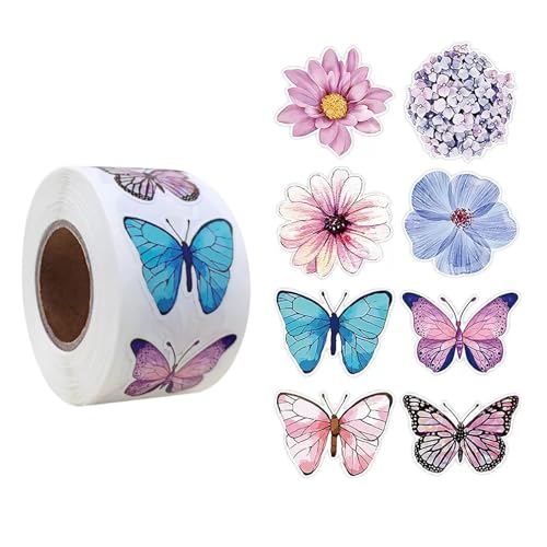 500 pcs Tier Belohnungsaufkleber, Runde Niedliche Schmetterling Sticker(Farbe B) von Azheeuiy