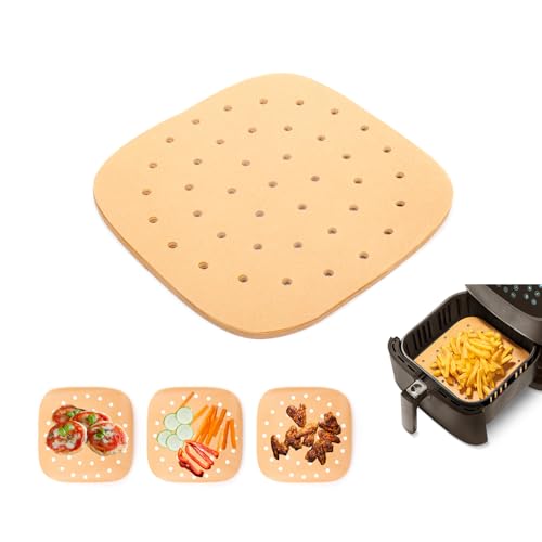 CrispHunter - Airfryer-Pergamentpapier – 100 Stück, rund, antihaftbeschichtet und PFAS-frei – perfekt für die Heißluftfritteuse, 21,5 x 21,5 cm (Blätter) von Azinol