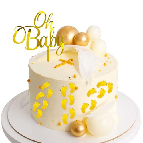 Azlanway Oh Baby Gold Cake Topper set, Baby Tortendeko, Babyparty Mädchen Junge Kuchen Topper, Geburtstag Gender Reveal Kuchenaufsatz Azlanway Oh Baby Gold Cake Topper set, Baby Tortendeko, Babyparty Mädchen Junge Kuchen Topper, Geburtstag Gender Reveal Kuchenaufsatz von Azlanway