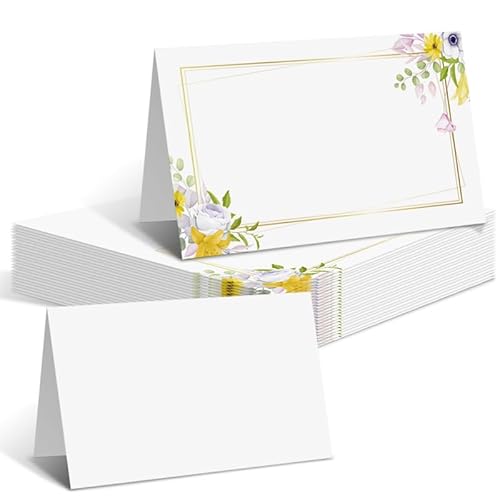 Azlanway Tischkarten Blumen Design, 50 Klappbare Platzkarten Namenskarten zur Beschriftung für Hochzeit, Geburtstag, Taufe, Kommunion, Feier, Silvester, Jubiläum, Tischdeko, Namensschild Gäste Azlanway Tischkarten Blumen Design, 50 Klappbare Platzkarten Namenskarten zur Beschriftung für Hochzeit, Geburtstag, Taufe, Kommunion, Feier, Silvester, Jubiläum, Tischdeko, Namensschild Gäste von Azlanway