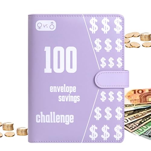 Aznever 100 Umschlag-Challenge-Ordner, Budget Binder, Geldspar Bindertaschen, Budgetplaner Und Buch Mit Geldumschlägen, Sparbuch Und Herausforderungen, Geldumschläge Für Bargeld, Geld Sparen von Aznever