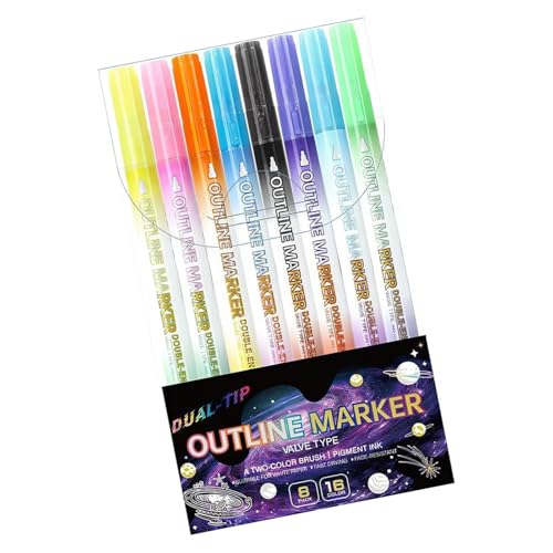 Outline Marker Pens | 8 Stück Glitzer Zeichenstifte,Doppelseitige Doodle Marker Für Dokumente Markieren Kalender Gestalten Bastelprojekte Outline Marker Pens | 8 Stück Glitzer Zeichenstifte,Doppelseitige Doodle Marker Für Dokumente Markieren Kalender Gestalten Bastelprojekte von Aznever