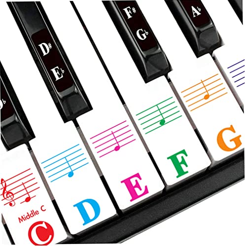 Klavier Keyboard Noten Aufkleber für 88/61/54/49/37 Tasten Piano Sticker für weiße & schwarze Tasten Farbe größere Buchstaben- Transparent und Entfernbar von Aznrszy