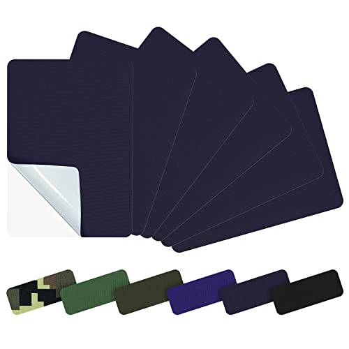 Azobur Nylon-Reparaturflicken, selbstklebend, Vinyl, Outdoor, Camping, Ausrüstung, Reparaturset, wasserdichter Stoff, Reparaturflicken für Daunenjacke, Zelt, Schlafsack, 6 Stück (Marineblau) von Azobur