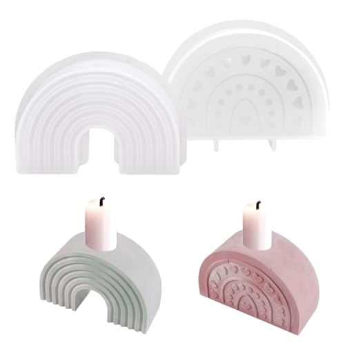 2 Stück Silikonform Gießform Kerzenhalter, Regenbogen Brücken Silikonform Kerzenhalter, Silikonkerzenform Tablett Silikonformen Epoxidharz DIY Kerzenforme Gießformen für Beton Dekoration von Azonelife